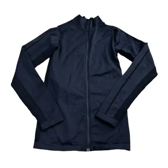 Varley Poinsettia Full Zip Jacket Sz XXS/XS Fitted Black Perforated Mesh - Picture 15 of 15